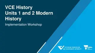 VCE History Units 1 and 2 Modern History Workshop Overview