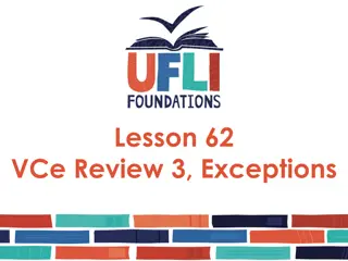 Review of Lesson 62 VCe Exceptions