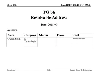 Bluetooth Low Energy Addresses in IEEE 802.11-21/1535r0