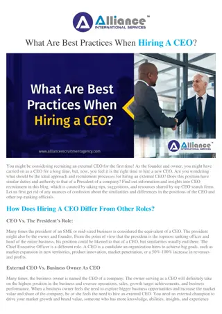 What Are Best Practices When Hiring A CEO