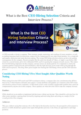 What is the Best CEO Hiring Selection Criteria and Interview Process