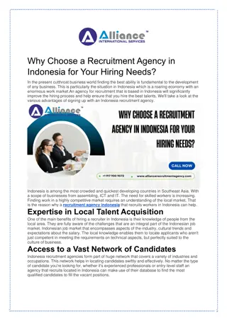 Why Choose a Recruitment Agency in Indonesia for Your Hiring Needs
