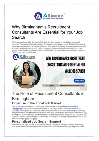 Why Birmingham's Recruitment Consultants Are Essential for Your Job Search