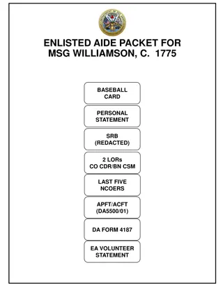 Enlisted Aide Packet for MSG Williamson, C. - Baseball Card Personal Statement