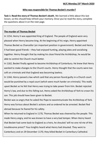 The Murder of Thomas Becket: A Tragic Tale of Betrayal and Power Struggles