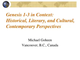 Genesis 1-3: Perspectives on Historical, Literary, and Cultural Contexts