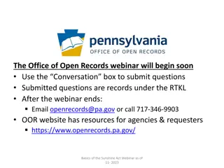 Pennsylvania's Open Records and Sunshine Acts