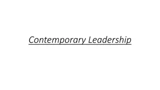 Trust in Contemporary Leadership