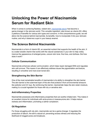 Unlocking the Power of Niacinamide Serum for Radiant Skin