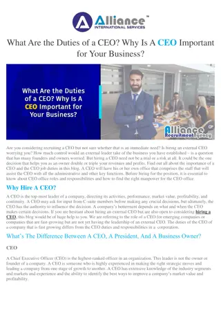 What Are the Duties of a CEO Why Is A CEO Important for Your Business