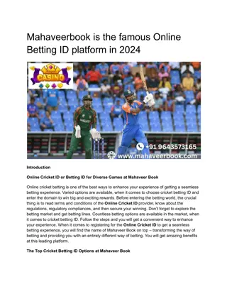 Mahaveerbook is the famous Online Betting ID platform in 2024