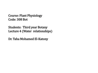 Water Relationships in Plant Physiology