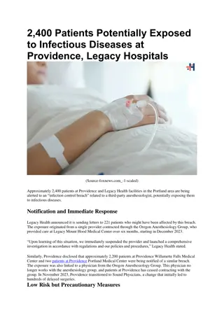 2,400 Patients Potentially Exposed to Infectious Diseases at Providence, Legacy