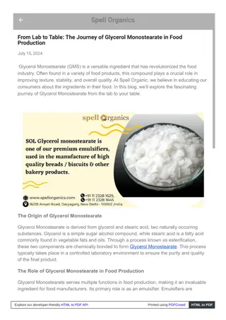 Enhancing Texture and Extending Shelf Life in Baking with Glycerol Monostearate