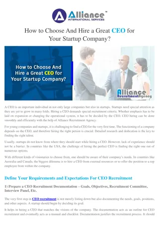 How to Choose And Hire a Great CEO for Your Startup Company