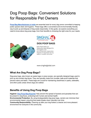 Poop Bag Manufacturers in India