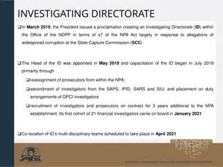 Overview of Investigating Directorate Establishment and Functions