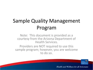 Sample Quality Management Program for Arizona Healthcare Providers