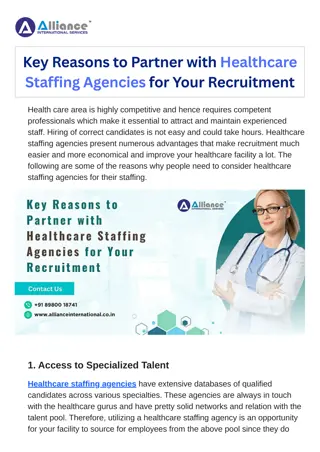 Key Reasons to Partner with Healthcare Staffing Agencies for Your Recruitment