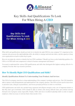 Key Skills And Qualifications To Look For When Hiring A CEO