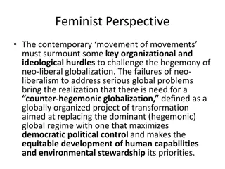 Challenges and Approaches in Feminist Critique of Globalization
