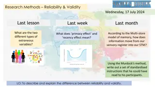 Research Methods: Reliability and Validity in Psychological Studies