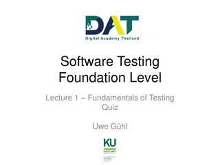 Fundamentals of Software Testing: Quiz on Testing Principles