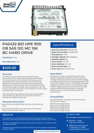 Buy P40432-B21 HPE 900GB SAS 12G MC 15K BC HARD DRIVE