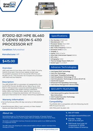 Buy 872012-B21 HPE BL460C GEN10 XEON-S 4110 PROCESSOR KIT