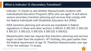 Massachusetts Indicator 13 for Secondary Transition Planning