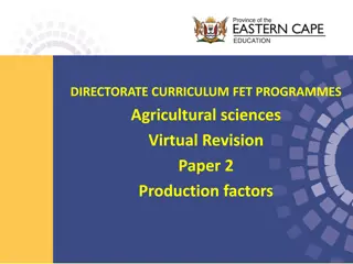 Agricultural Production Factors and Strategies