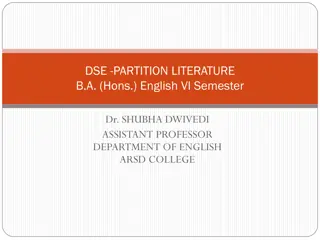 Exploration of Partition Literature in Indian English Fiction