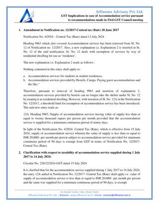 GST Implications in case of Accommodation service in 53rd GST Council meeting