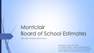 Montclair Board of School Estimates 2020-2021 Budget Overview