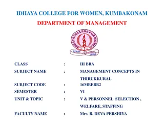 Management Concepts in Personnel Selection and Welfare at Idhaya College for Women, Kumbakonam