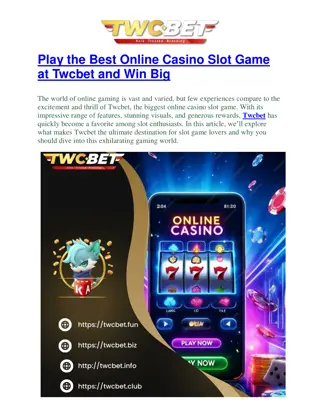 Play the Best Online Casino Slot Game at Twcbet and Win Big