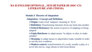 Theories of Adaptation in Literature and Cinema