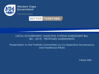 Proposed Amendments to Local Government Municipal Systems Amendment Bill
