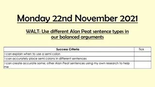 Mastering Alan Peat's Balanced Arguments with Different Sentence Types