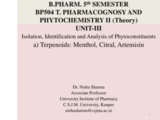 Isolation and Analysis of Terpenoids: Menthol, Citral, Artemisin