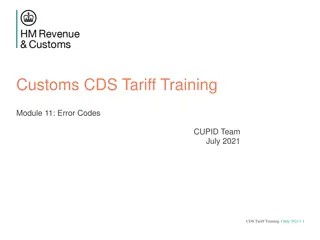 Error Codes in Customs CDS Tariff Training Module 11