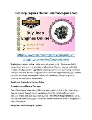 Buy Jeep Engines Online - marcosengines.com