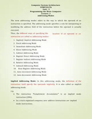 Addressing Modes in Computer System Architecture