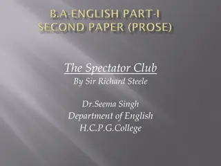 The Spectator Club: A Brief Overview of Sir Richard Steele's Literary Contribution