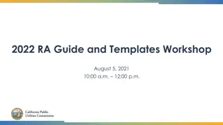 2022 RA Guide and Templates Workshop Logistics and Agenda