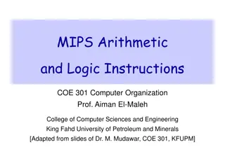 Overview of MIPS Arithmetic and Logic Instructions in COE 301
