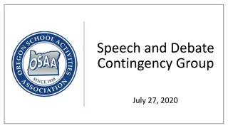 Speech and Debate Contingency Group - Updates and Planning for 2020