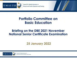 Briefing on Quality Assurance of 2021 NSC Examination by Portfolio Committee on Basic Education