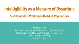 Intelligibility in Dysarthria: Survey of SLPs