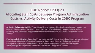 Activities Delivery Costs and Program Administrative Costs in CDBG Programs